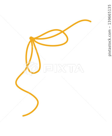 Whimsical hand drawn wedding bow sketch. Cute coquette ribbon knot with wavy line in warm white space. Romantic bow element as simple decoration for invite, valentine card or girly celebration decor 139665135