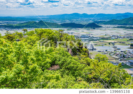 View of the Omi Plain from the Akagami-yama (Tarobo-yama) observation deck, Higashiomi City, Shiga Prefecture 139665138