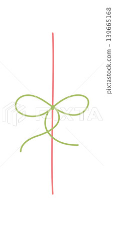 Whimsical hand drawn wedding bow with wavy string line in soft red and green. Cute romantic ribbon knot as minimal border and simple frame for valentine card or wedding invite template modern decor Whimsical hand drawn wedding bow with wavy string line in soft red and green. Cute romantic ribbon knot as minimal border and simple frame for valentine card or wedding invite template modern decor 139665168