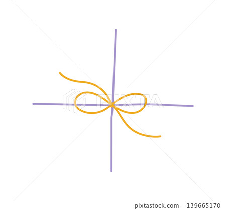 Romantic wavy bow with white ribbon lines. Whimsical hand drawn knot as cute lace decor for wedding or gift. Simple doodle border for invite card and vintage celebration graphic template Romantic wavy bow with white ribbon lines. Whimsical hand drawn knot as cute lace decor for wedding or gift. Simple doodle border for invite card and vintage celebration graphic template 139665170