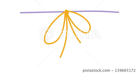 Cute whimsical wedding bow in simple hand drawn style. Romantic ribbon knot as playful doodle line decor. Minimal decorative element for invite or valentine card, vintage celebration border and Cute whimsical wedding bow in simple hand drawn style. Romantic ribbon knot as playful doodle line decor. Minimal decorative element for invite or valentine card, vintage celebration border and 139665172