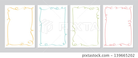 Romantic hand drawn border set with wavy line heart detail. Vintage wedding frame bundle as simple valentine card and invite decor. Cute whimsical rectangle outline suits social media post or modern Romantic hand drawn border set with wavy line heart detail. Vintage wedding frame bundle as simple valentine card and invite decor. Cute whimsical rectangle outline suits social media post or modern 139665202