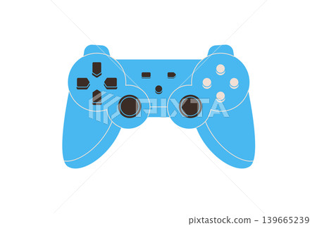 Retro gamepad in flat style as blue controller label. Joystick and arcade gadget for videogame and console play, ideal for player or game device themes, clean minimal pop culture use. Retro gamepad in flat style as blue controller label. Joystick and arcade gadget for videogame and console play, ideal for player or game device themes, clean minimal pop culture use. 139665239