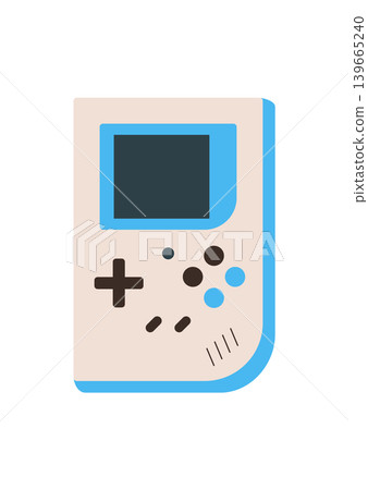 Retro portable videogame console sticker in flat cartoon graphic style. Fun gadget device with joypad, game video screen. Colorful item for gamer patch or playful children badge illustration. Retro portable videogame console sticker in flat cartoon graphic style. Fun gadget device with joypad, game video screen. Colorful item for gamer patch or playful children badge illustration. 139665240