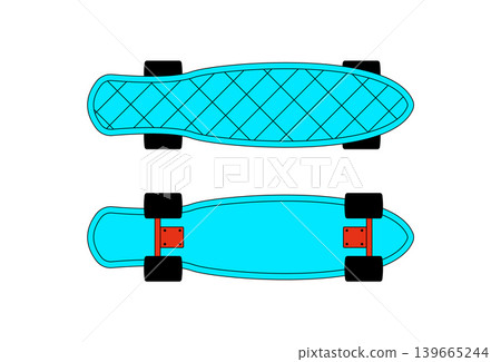 Cute cartoon skateboard in retro trendy blue as y2k sticker style. Cool and fun accent, this skateboard sticker brings a cute and modern pop touch, perfect for fashion, youth or lifestyle projects. Cute cartoon skateboard in retro trendy blue as y2k sticker style. Cool and fun accent, this skateboard sticker brings a cute and modern pop touch, perfect for fashion, youth or lifestyle projects. 139665244