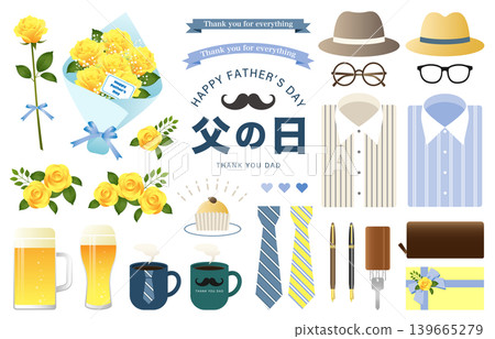 Father's Day illustration set, vector, spring/summer, event, white background 139665279