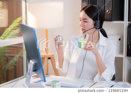 Young asian creative woman development packaging cosmetic and skincare product design with AI. Young asian creative woman development packaging cosmetic and skincare product design with AI. 139665394