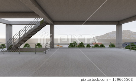 3DCG images of a tsunami/flood evacuation drill to higher ground and an evacuation tower; flooded, no people. 3DCG images of a tsunami/flood evacuation drill to higher ground and an evacuation tower; flooded, no people. 139665508