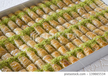 Traditional delicious fresh Turkish Baklava Traditional delicious fresh Turkish Baklava 139665534