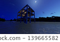 3DCG images of a tsunami/flood evacuation drill to higher ground and an evacuation tower; flooded, no people. 139665582