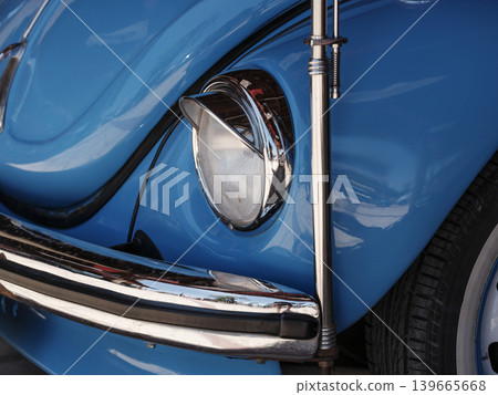detail of a blue classic car detail of a blue classic car 139665668
