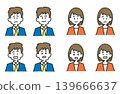 Facial expression set for young men and women 139666637