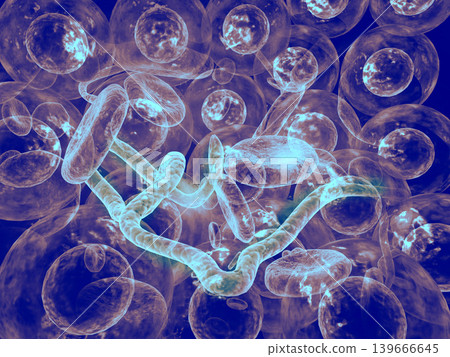 Virus attacking cells 139666645