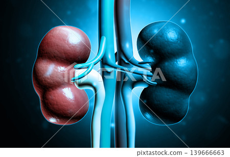 Human kidney anatomy on science background 139666663