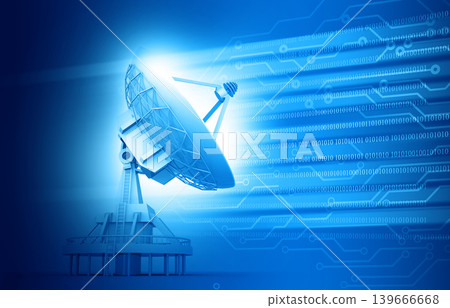 Satellite dish transmission data on abstract technology background Satellite dish transmission data on abstract technology background 139666668