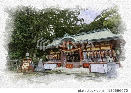 水彩風格繪畫:別府市,大分縣,八幡淺見神社,淺見圖書館 水彩風格繪畫:別府市,大分縣,八幡淺見神社,淺見圖書館 139666670
