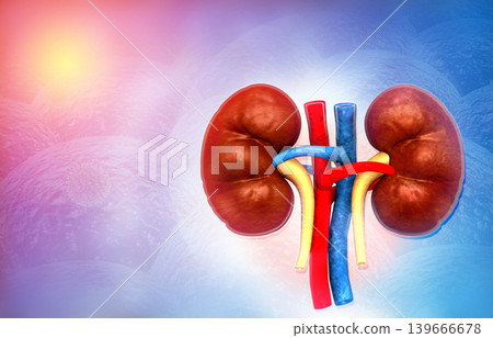 Human kidney on scientific background Human kidney on scientific background 139666678