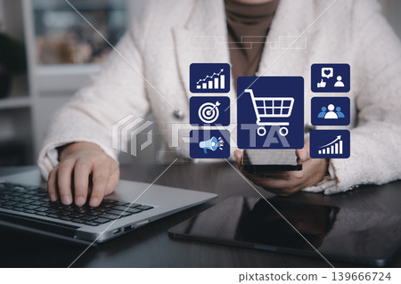 Mobile Commerce Marketing and Online Shopping Growth Concept Mobile Commerce Marketing and Online Shopping Growth Concept 139666724