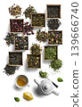 Large assortment of tea on a white background. The view from the top 139666740