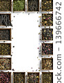 Large assortment of teas in the form of a frame on a white background. The view from the top 139666742