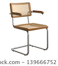 Modern retro vintage armchair with rattan seat and metal frame 139666752