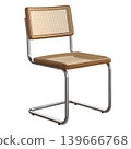 Modern retro vintage chair with rattan seat and metal frame 139666768