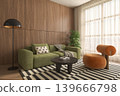 Mid century style conceptual dopamine interior room 3d illustration 139666798