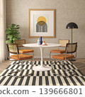 Mid century style conceptual dopamine interior room 3d illustration 139666801