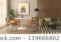 Mid century style conceptual dopamine interior room 3d illustration 139666802