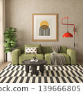 Mid century style conceptual dopamine interior room 3d illustration 139666805