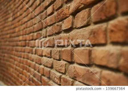 Detailed view of rustic brick wall with irregularities and tones Detailed view of rustic brick wall with irregularities and tones 139667364