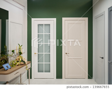Sophisticated entry area with soft illumination and tasteful accents Sophisticated entry area with soft illumination and tasteful accents 139667655