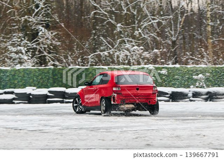 Vehicle with rear damage being assessed for repair or salvage 139667791