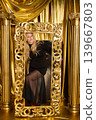 Intimate backstage environment with makeup and stylish footwear 139667803
