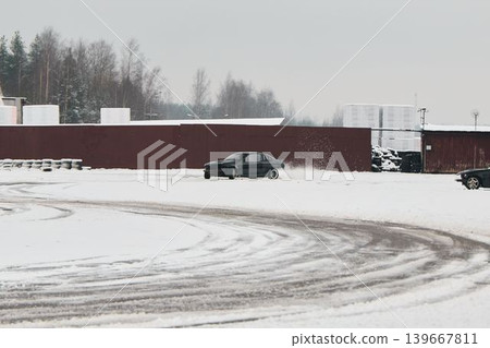 Vehicle control practice on snowcovered training circuit 139667811