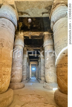 Beautiful interiors and ancient hieroglyphs in the Temple of Seti I in Abydos, Egypt. Beautiful interiors and ancient hieroglyphs in the Temple of Seti I in Abydos, Egypt. 139668160
