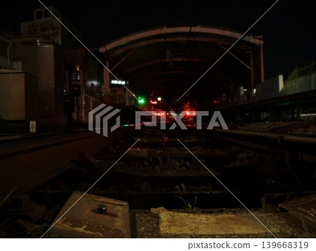 Midnight railroad tracks 139668319