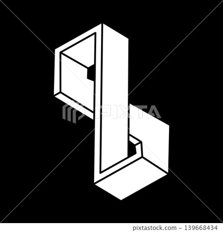 Optical illusion figure. Impossible object. Escher style. Line geometric shape. 139668434