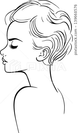 simple black linear drawing woman portrait, logo, design simple black linear drawing woman portrait, logo, design 139668576