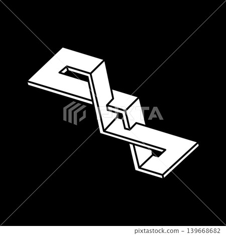 Impossible shapes, optical illusion, vector. Optical art object. Escher style. Geometric figures. Impossible shapes, optical illusion, vector. Optical art object. Escher style. Geometric figures. 139668682