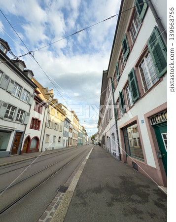 European City Street Tram Tracks Historical Buildings European City Street Tram Tracks Historical Buildings 139668756