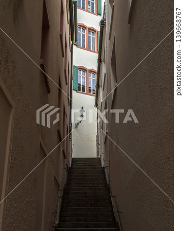 Narrow Stairway European Alley Old Town Buildings Narrow Stairway European Alley Old Town Buildings 139668767