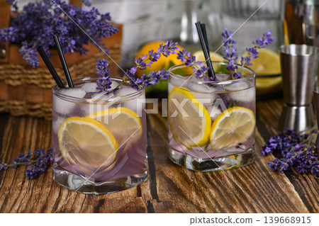 Margarita cocktail with lavender flavor Margarita cocktail with lavender flavor 139668915