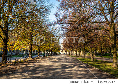 Walking in Hofgarten Park in Munich on an autumn day, Germany Walking in Hofgarten Park in Munich on an autumn day, Germany 139669047