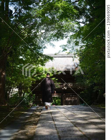 A monk walking around Chikurinji Temple 139669095