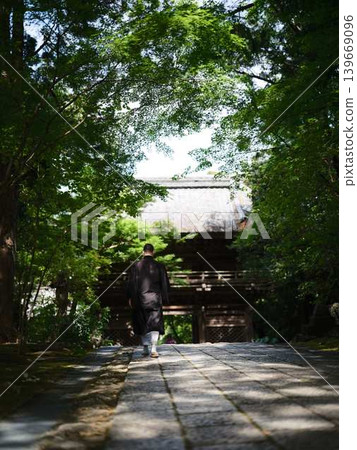A monk walking around Chikurinji Temple A monk walking around Chikurinji Temple 139669096