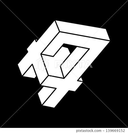 Optical illusion shape. Optical art object. Impossible figure. Geometry. Escher paradox. 139669152