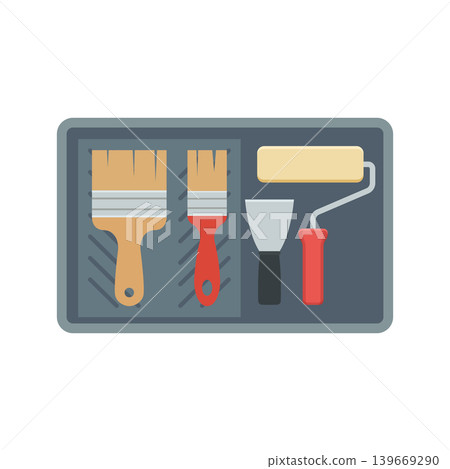 Toolbox icon in flat colorful style. Container with construction and repair instrument vector illustration on isolated background. Toolkit sign business concept. 139669290