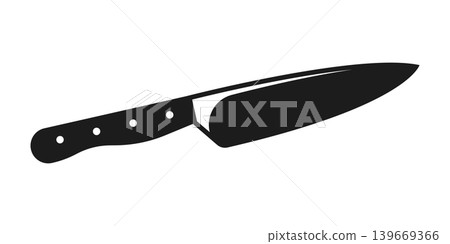 Kitchen knife icon in flat silhouette style. Cutting tool vector illustration on isolated background. Cooking equipment sign business concept. Kitchen knife icon in flat silhouette style. Cutting tool vector illustration on isolated background. Cooking equipment sign business concept. 139669366