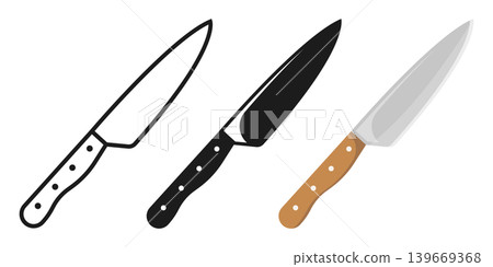 Kitchen knife icon set collection in flat style. Cutting tool vector illustration on isolated background. Cooking equipment sign business concept. Kitchen knife icon set collection in flat style. Cutting tool vector illustration on isolated background. Cooking equipment sign business concept. 139669368